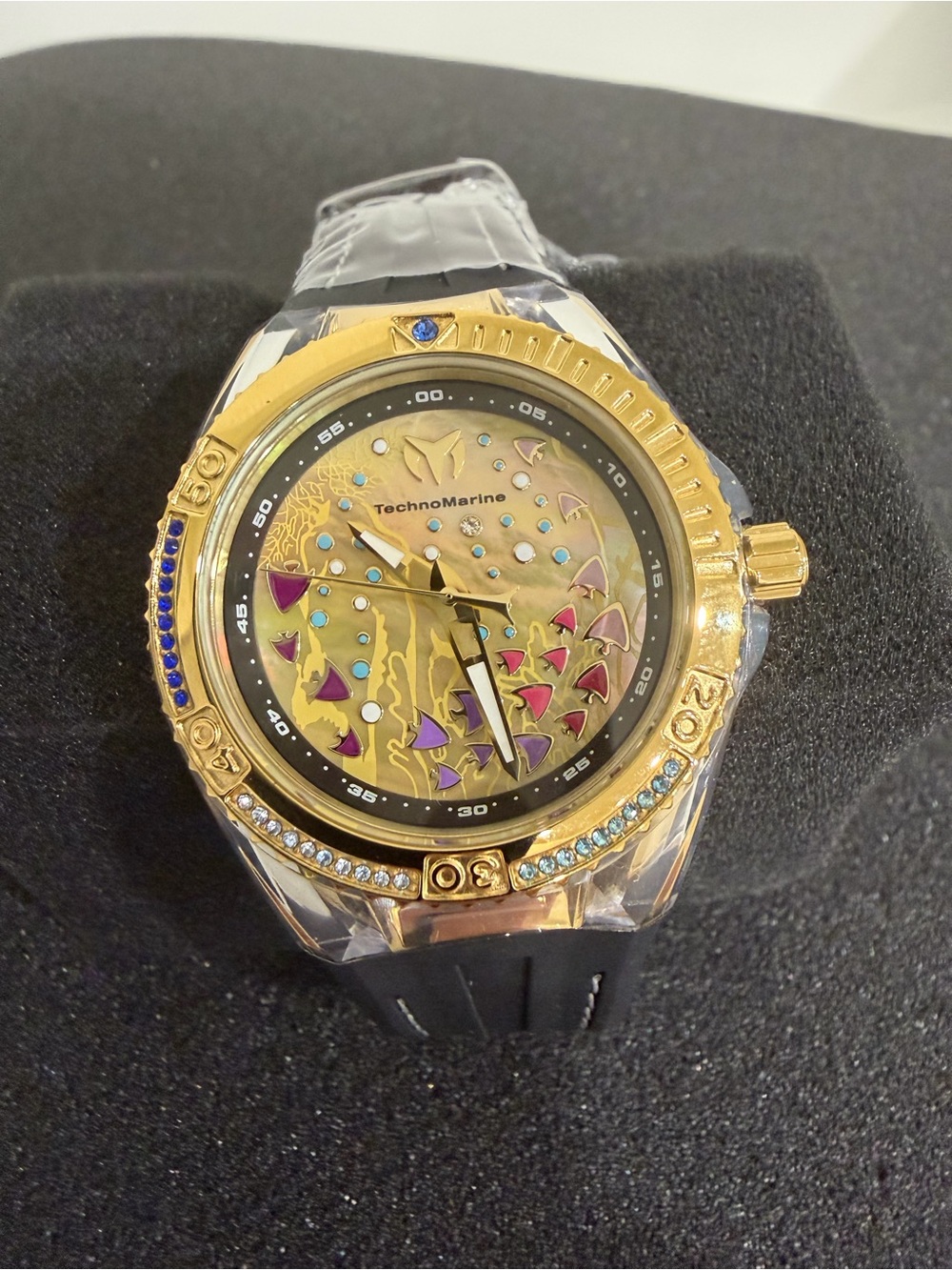 Technomarine Cruise Dream Unisex Gold Watch with Black Strap and Pink Accents - Picture 2 of 5